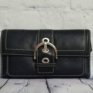 Vintage Coach Black Leather Buckle Soho Wallet